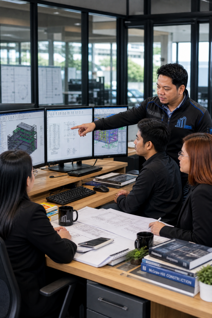 MEP engineers coordinating building services