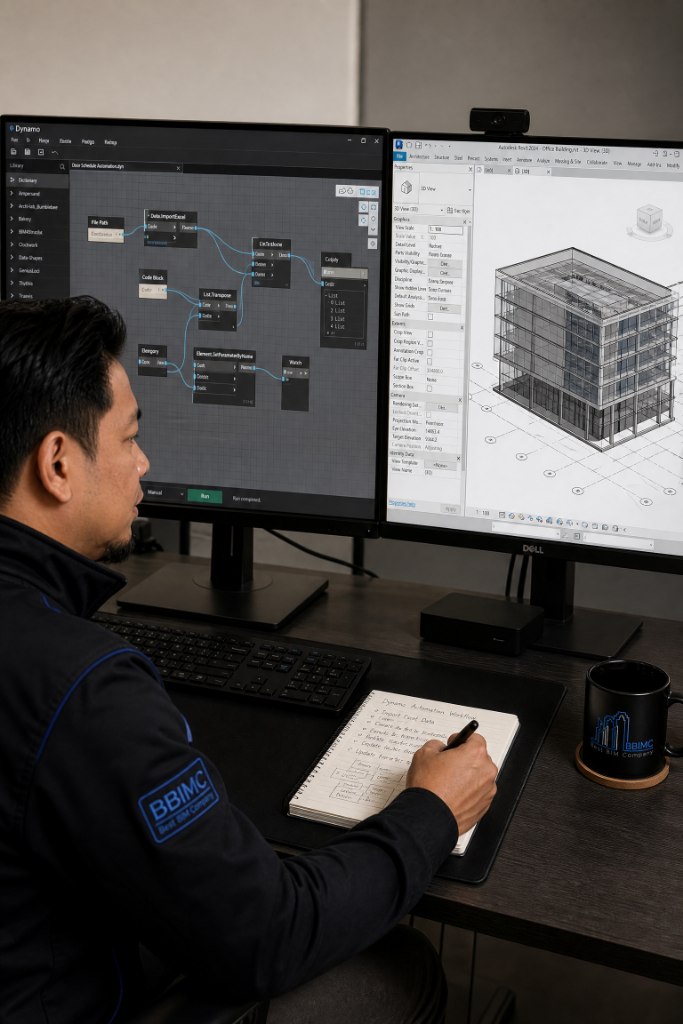 BIM specialist developing a Dynamo automation workflow