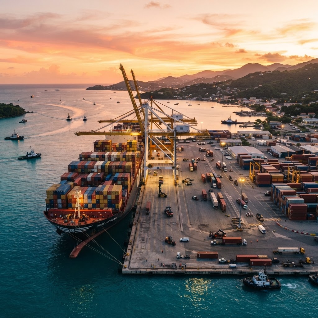 Cargo ship at port