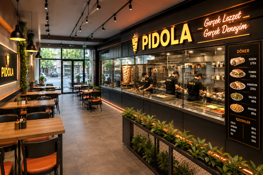PIDOLA open kitchen concept with menu