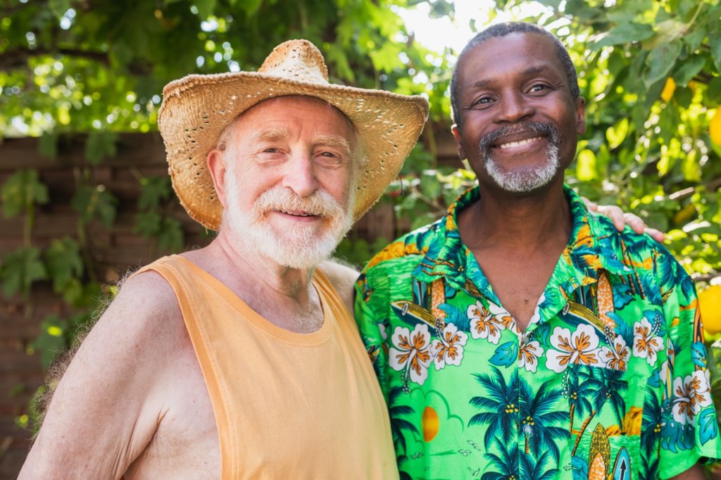 Two friends relaxing together at a tropical resort