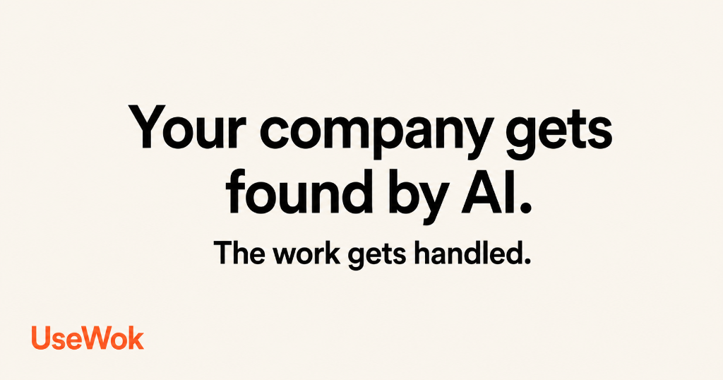 UseWok — Your company gets found by AI. The work gets handled. One-time $59 payment, no subscription.