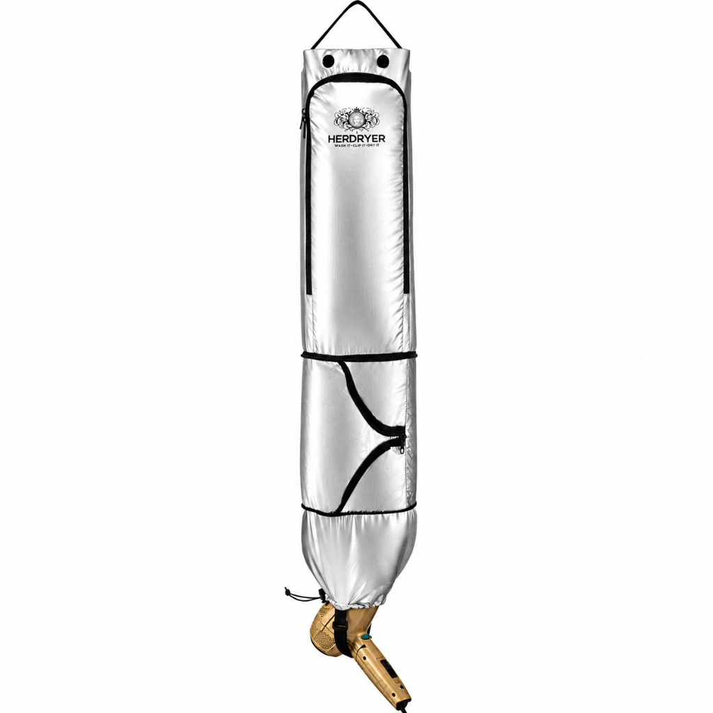 HerDryer DELUXE extended bag with hair dryer attached