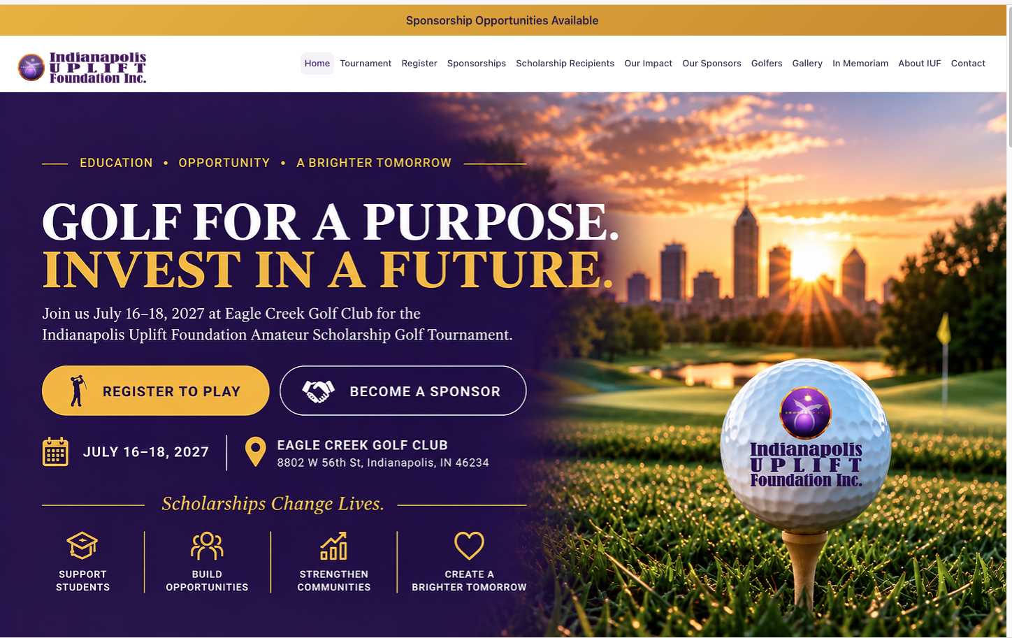 Indianapolis Uplift Foundation Golf Tournament website preview