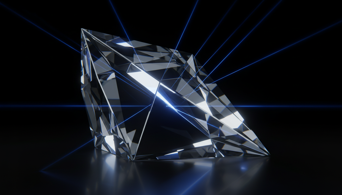 Abstract light refraction through glass prism