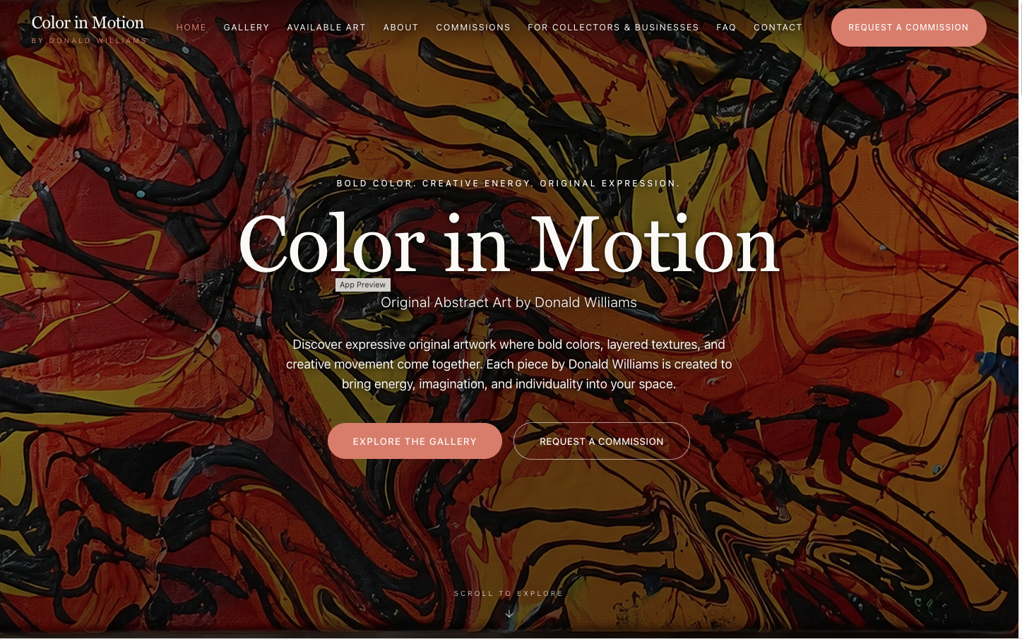 Color in Motion by Donald Williams website preview
