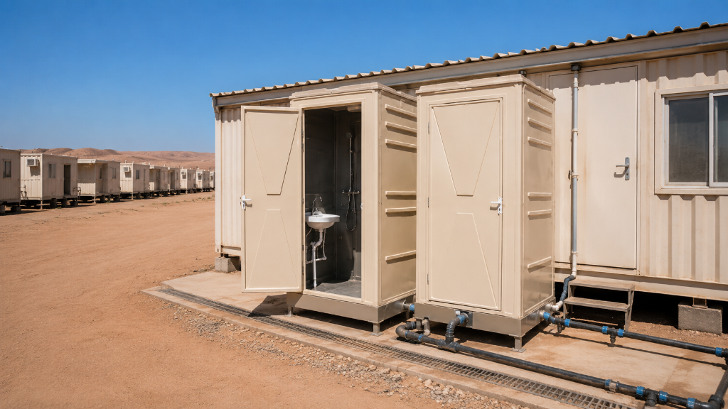 Cabine sanitaire mobile pour base de vie