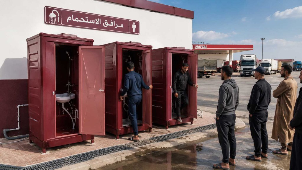 Cabine sanitaire pour aire d'autoroute