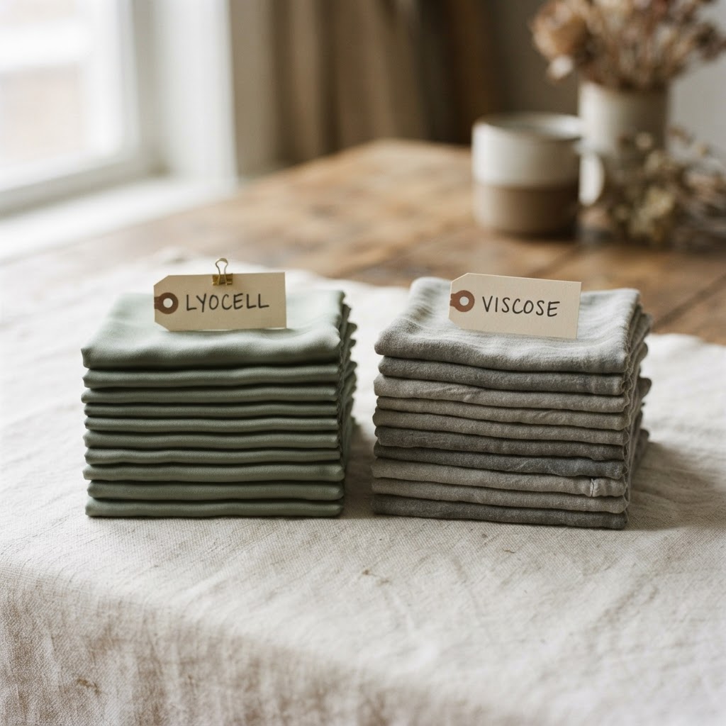 Lyocell (closed-loop) and viscose (open-loop) can look identical on a rack, but their environmental costs are very different.
