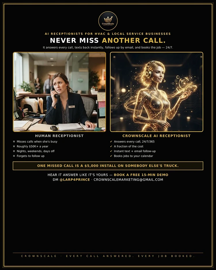 Never miss another call — CrownScale AI receptionist vs a stressed human receptionist