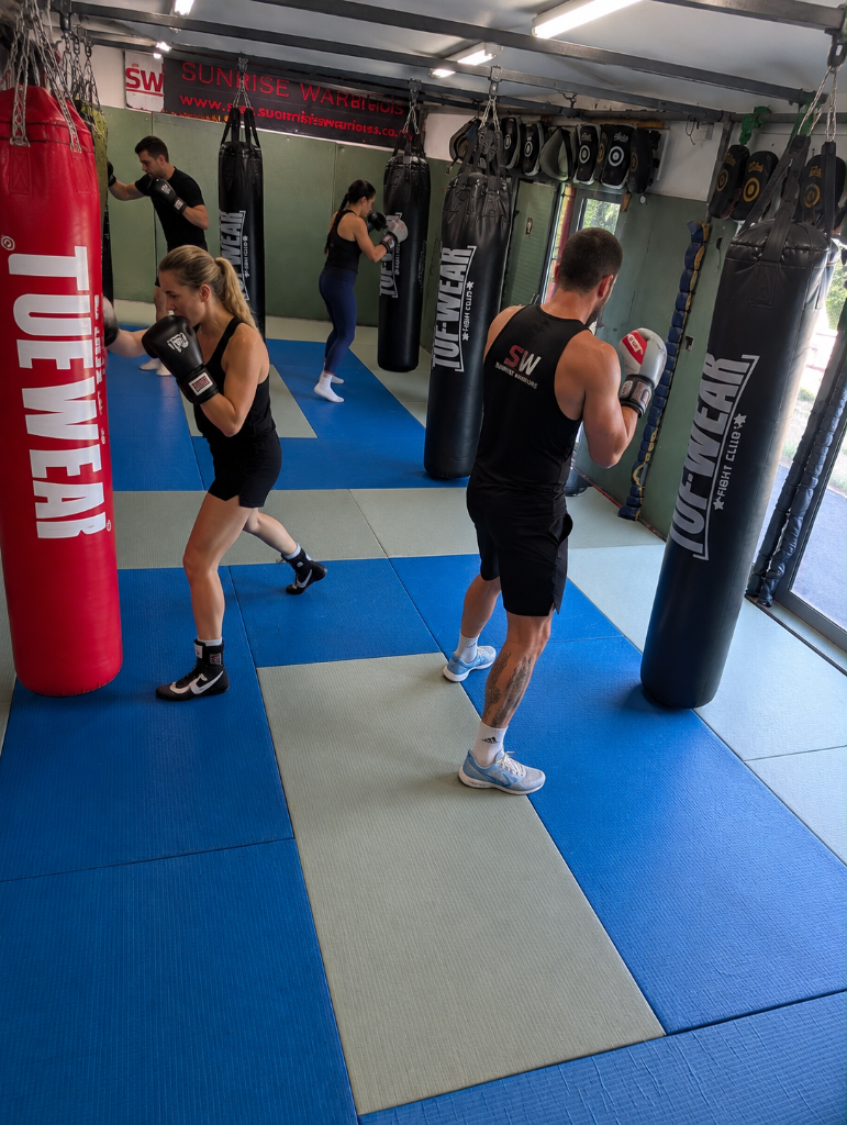 Kickboxing for fitness room — training in action