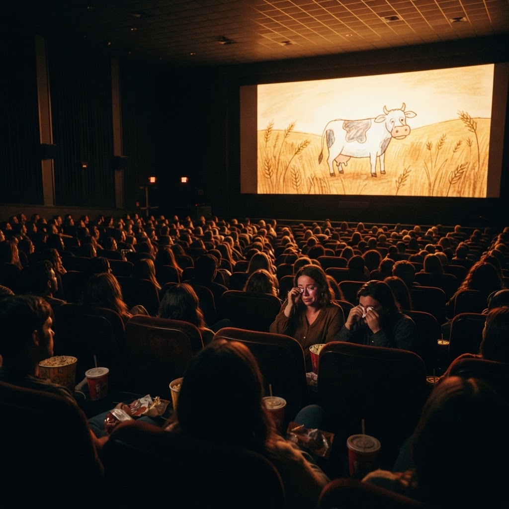 Ugly Cartoon Cow Defeats Every Hollywood Blockbuster, Proves Humans Will Watch Anything With Sad Eyes
