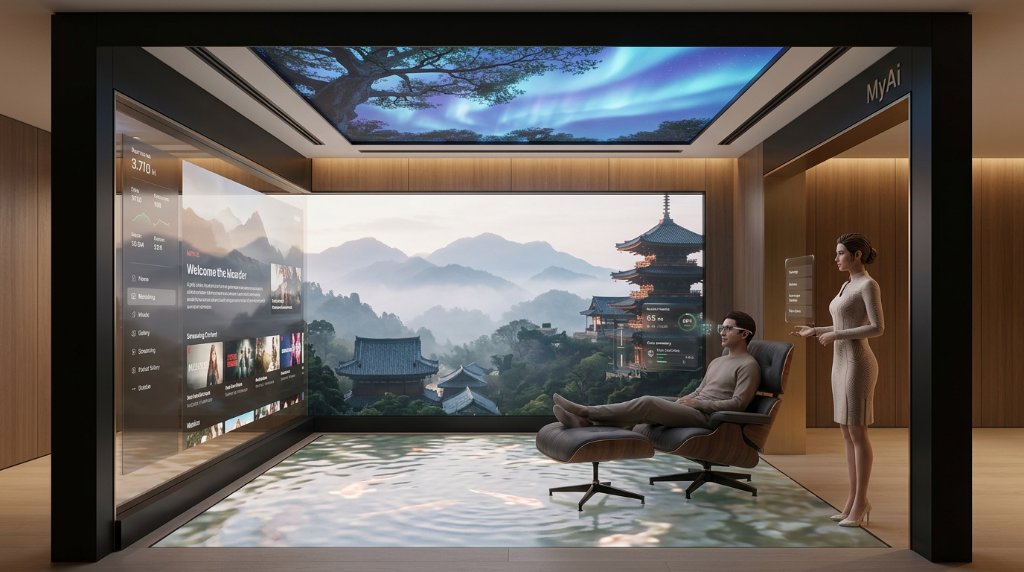 HoloPanel transparent plane in a luxury room