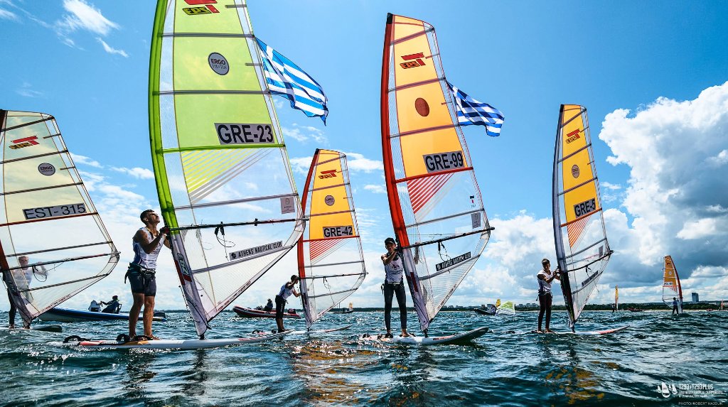 The Greek Techno 293 fleet in Sopot, Poland