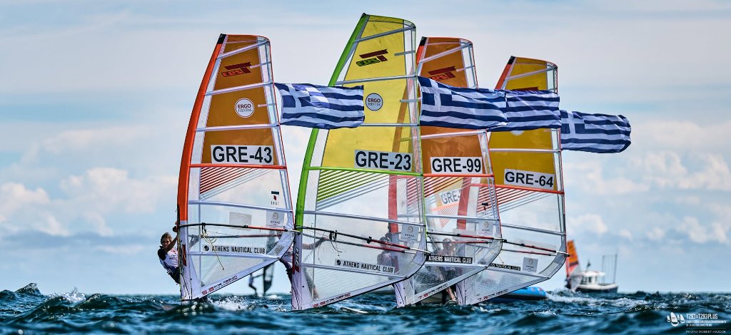 Ιστιοσανίδες Techno 293 με ελληνικές σημαίες στο Ευρωπαϊκό Πρωτάθλημα του Σόποτ