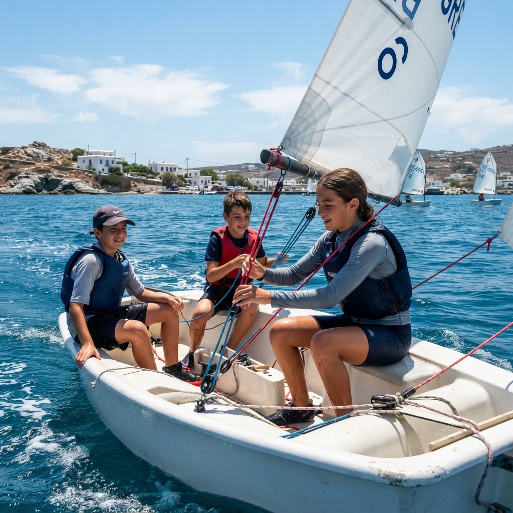 Trim πανιού στο Optimist: sprit, outhaul, vang
