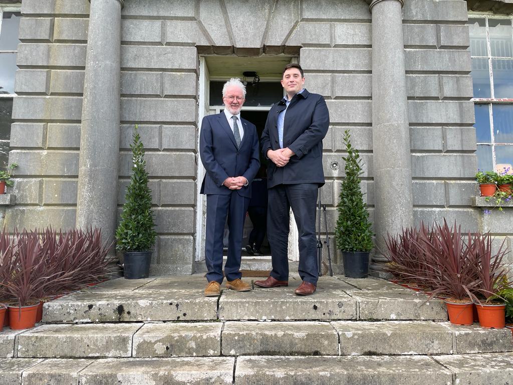 Entrance of Dowth Hall with Minister Noonan