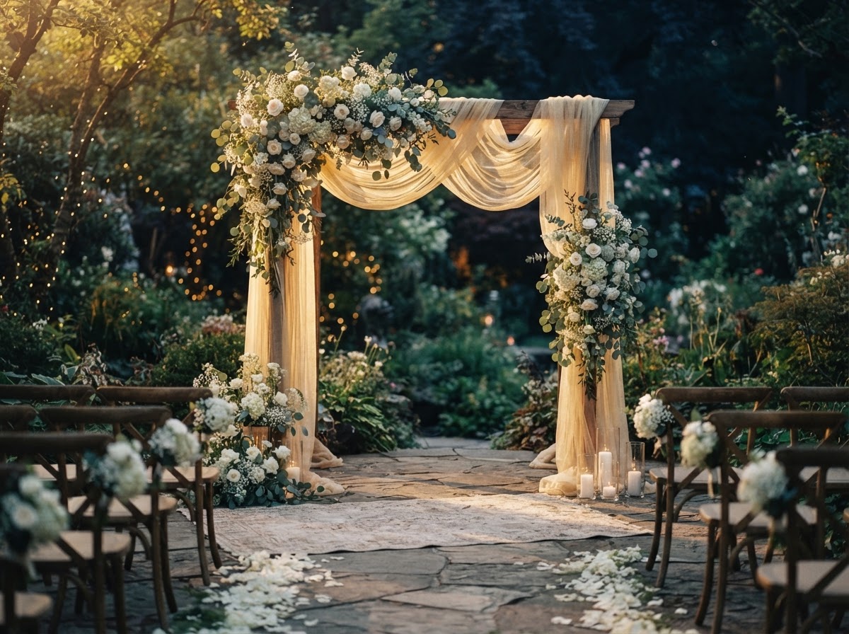 Soft golden-hour outdoor ceremony