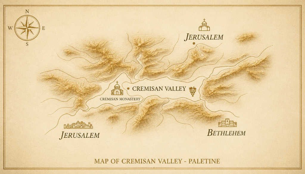 Vintage map of Cremisan Valley โ click for directions