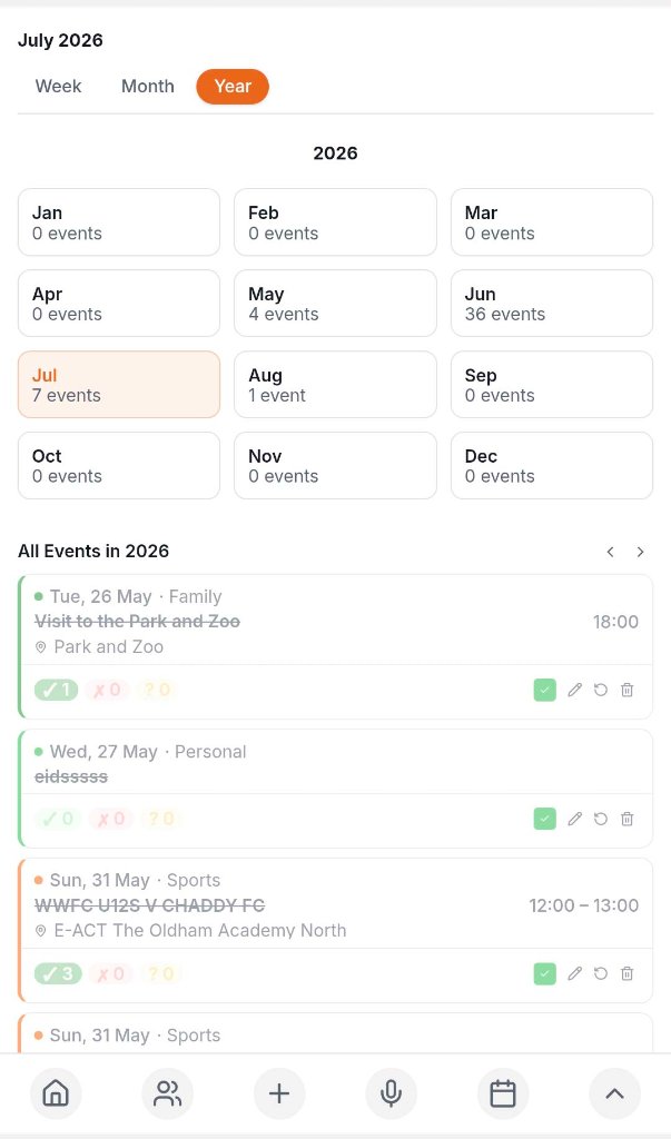 Calendar year view showing all months and event counts