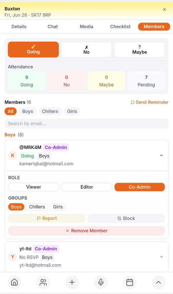 Members tab with attendance summary and member management