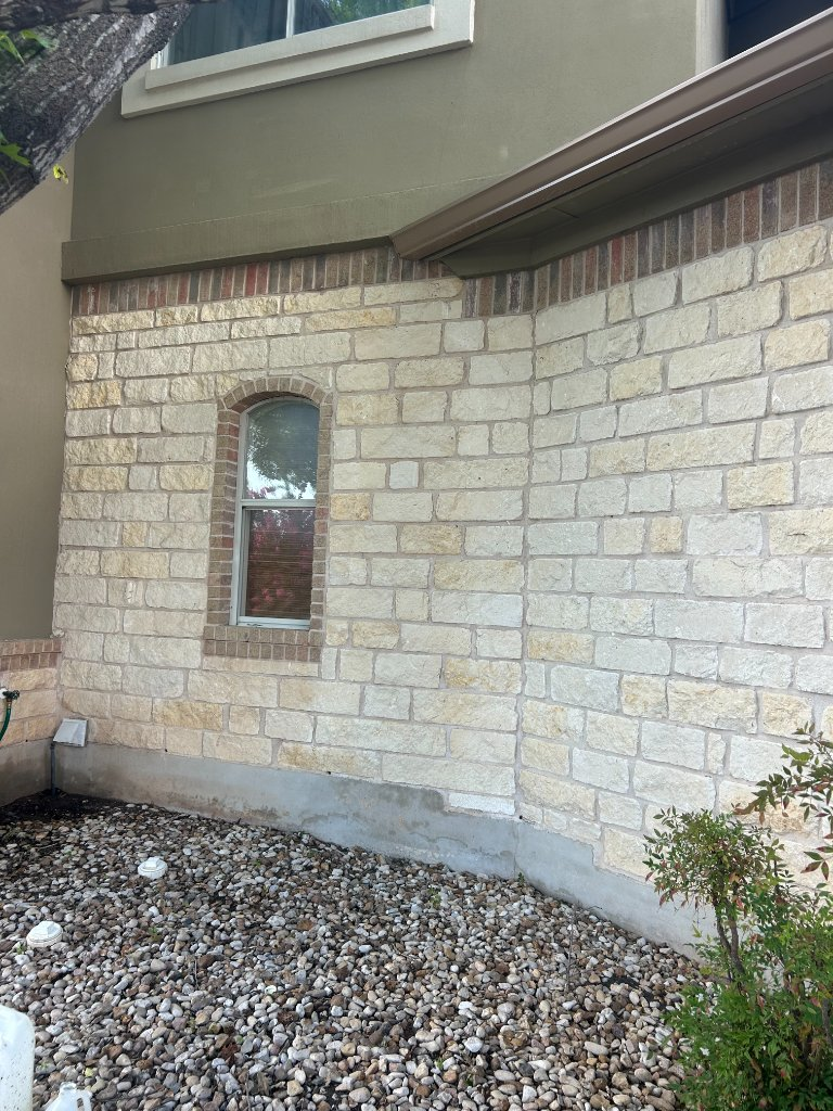 limestone wall soft washing pressure washing Austin TX — Pressure's On Powerwashing — after