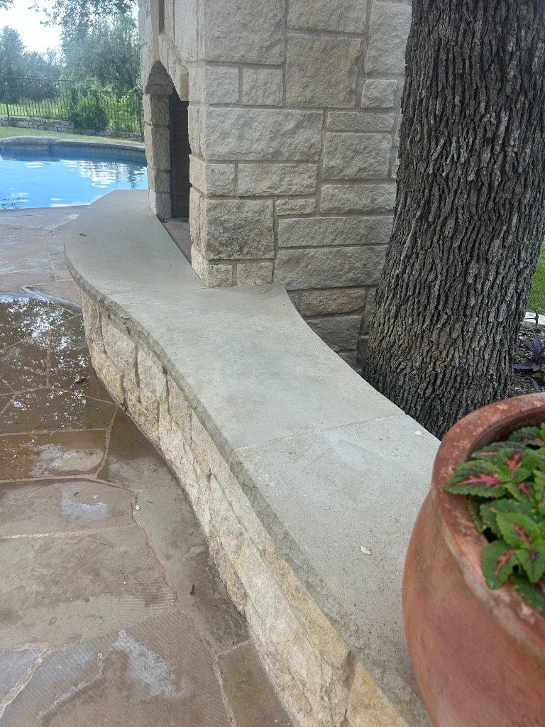 limestone retaining wall cleaning pressure washing Austin TX — Pressure's On Powerwashing — after