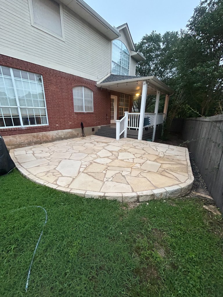 flagstone patio cleaning pressure washing Austin TX — Pressure's On Powerwashing — after