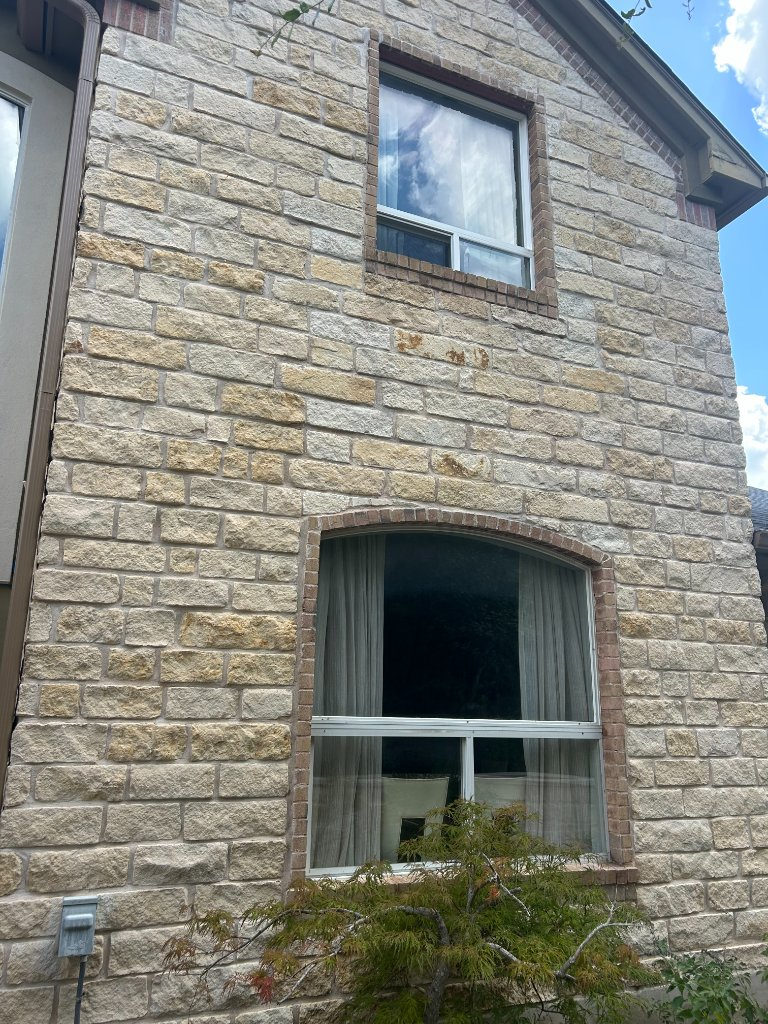 limestone house exterior soft washing pressure washing Austin TX — Pressure's On Powerwashing — after