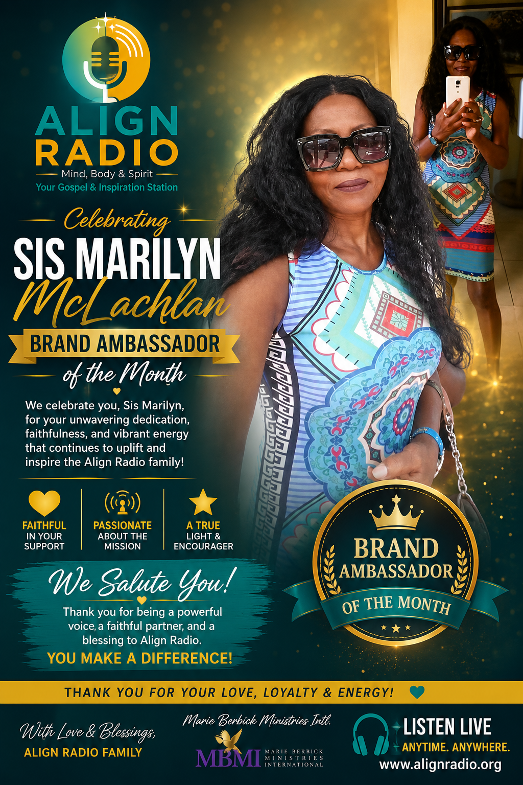 Align Radio Brand Ambassador of the Month — Sis Marilyn McLachlan