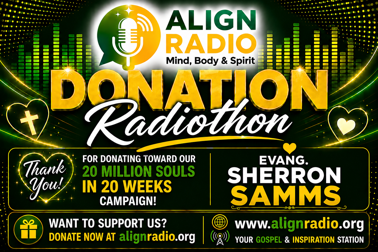 Evang. Sherron Samms — Align Radio Donation Radiothon Donor Badge
