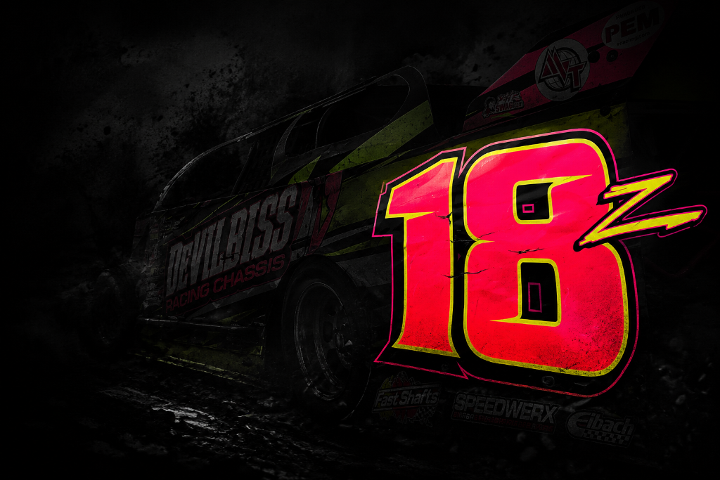 DeVilbiss #18 race car with neon graphics