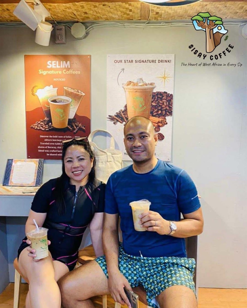 Couple enjoying Sisay Coffee together at the Boracay shop