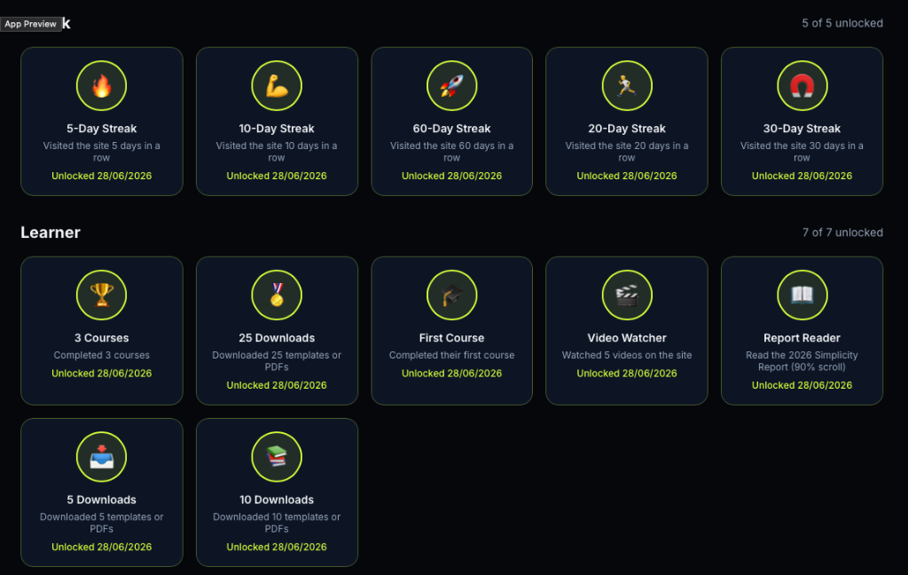 SimplicityHub academy app preview