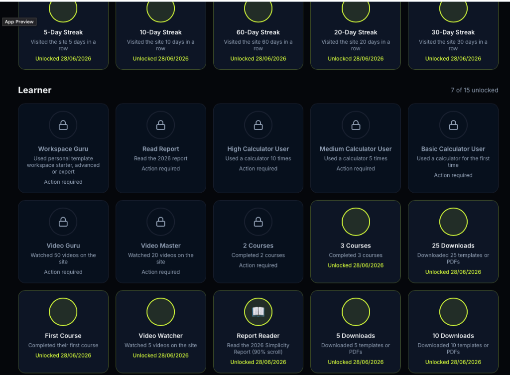 SimplicityHub academy app preview
