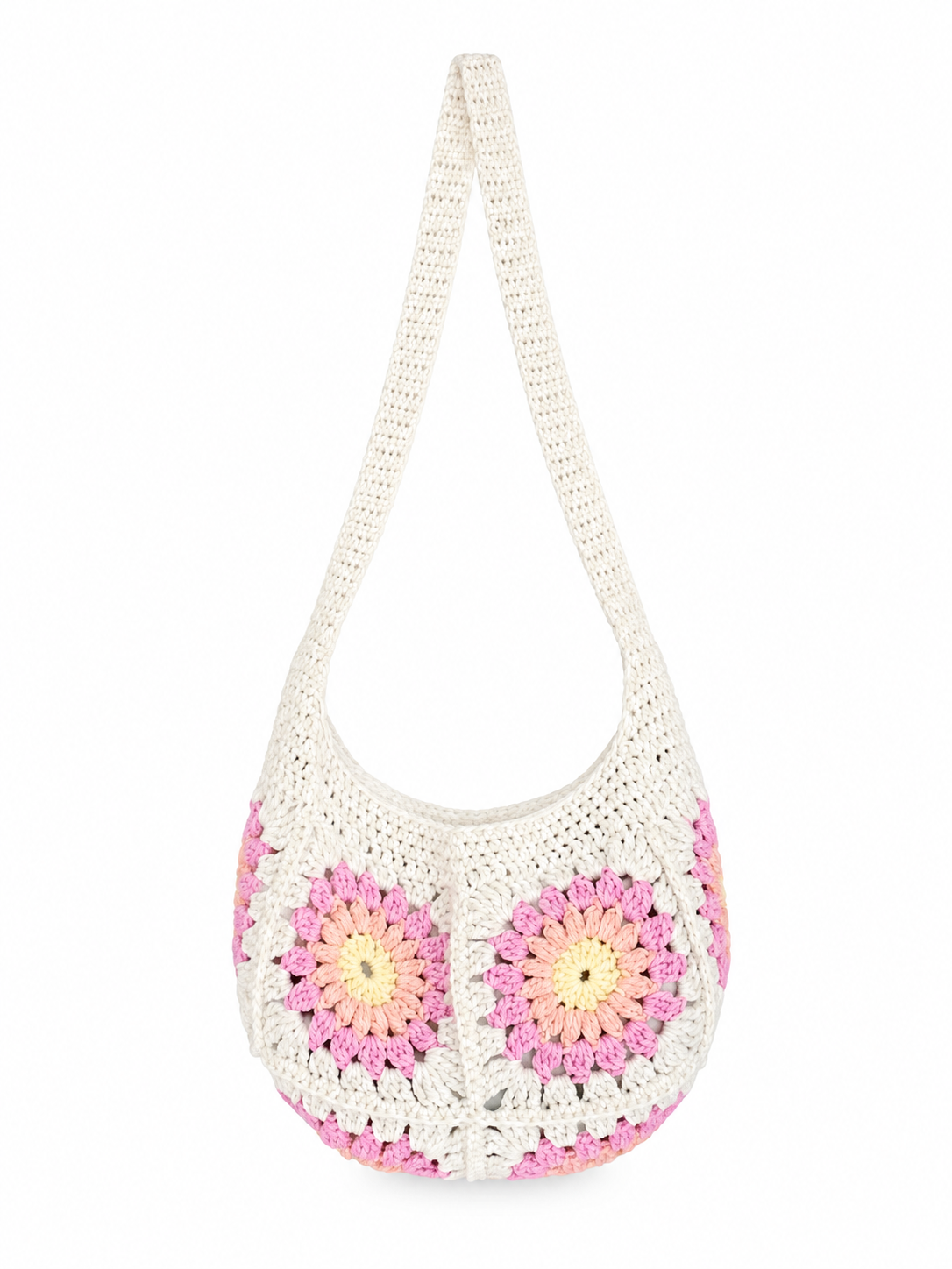 Sunset Bloom Crochet Shoulder Bag