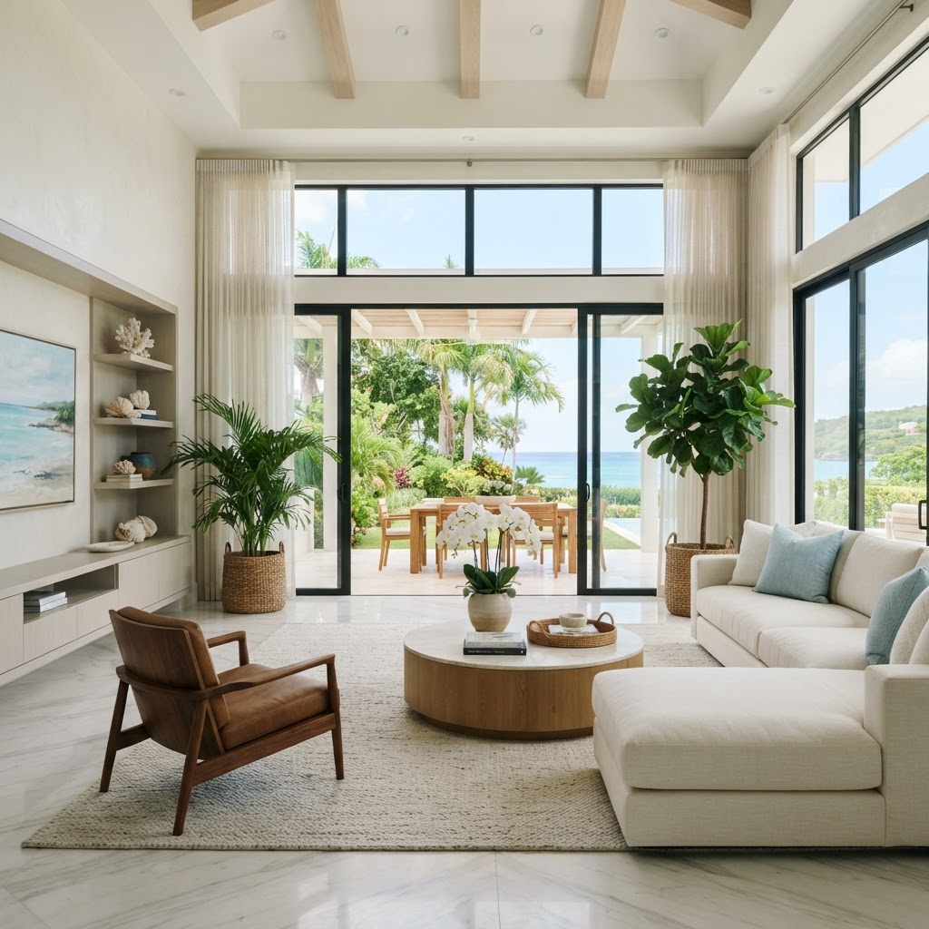 Luxurious clean Jamaican penthouse living room