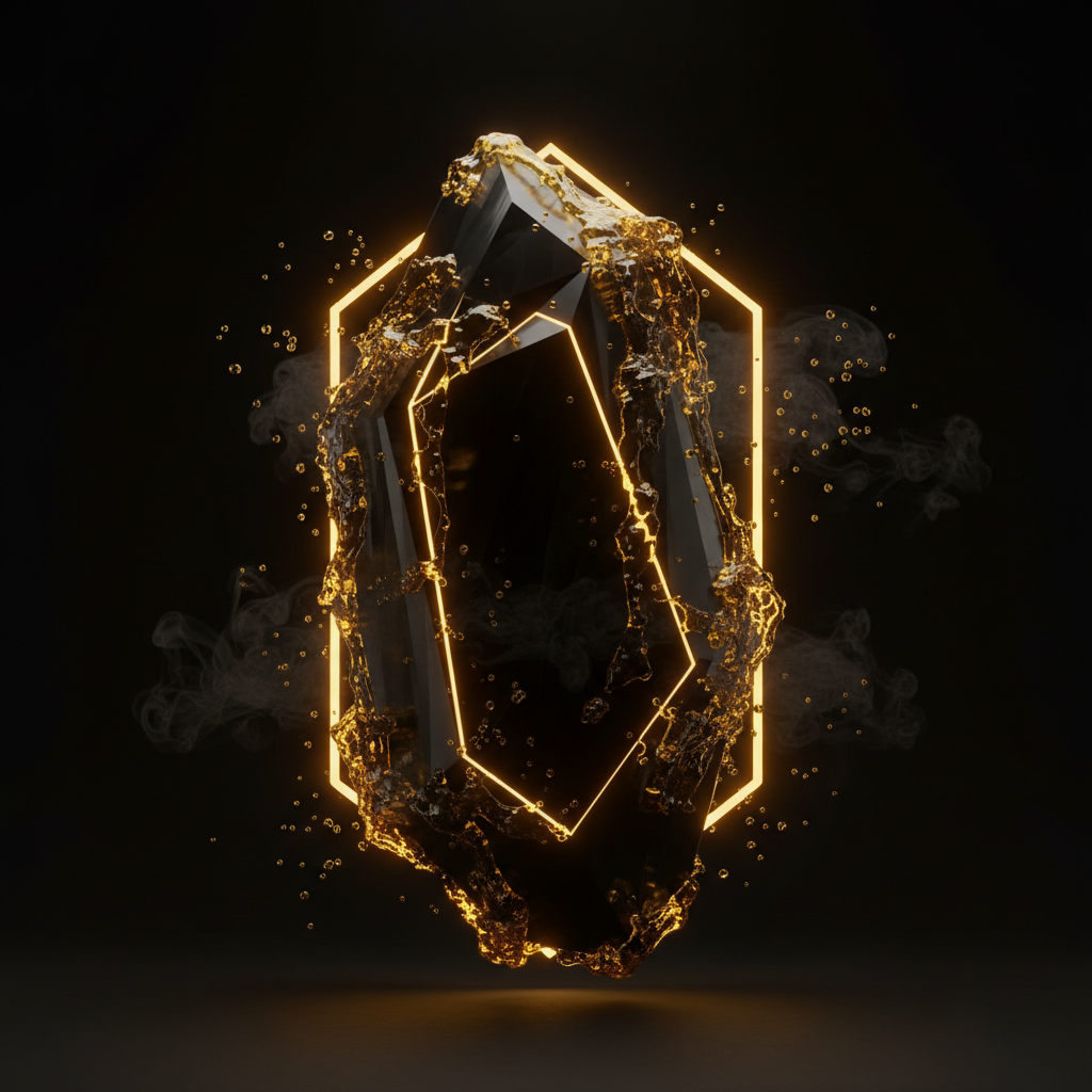 Digital sand particles transforming into a smooth chrome monolith representing transformation