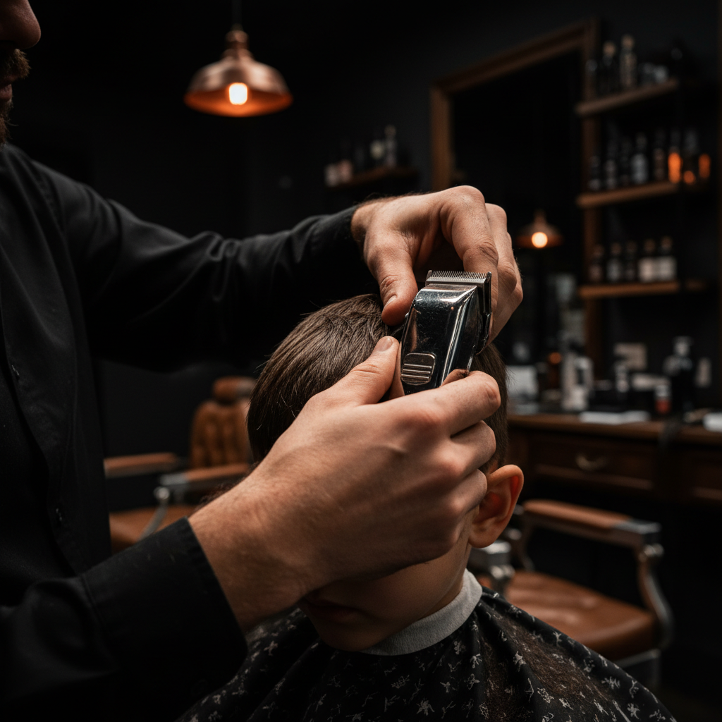 Basic Kid Cut - macro texture photograph representing this barbering service