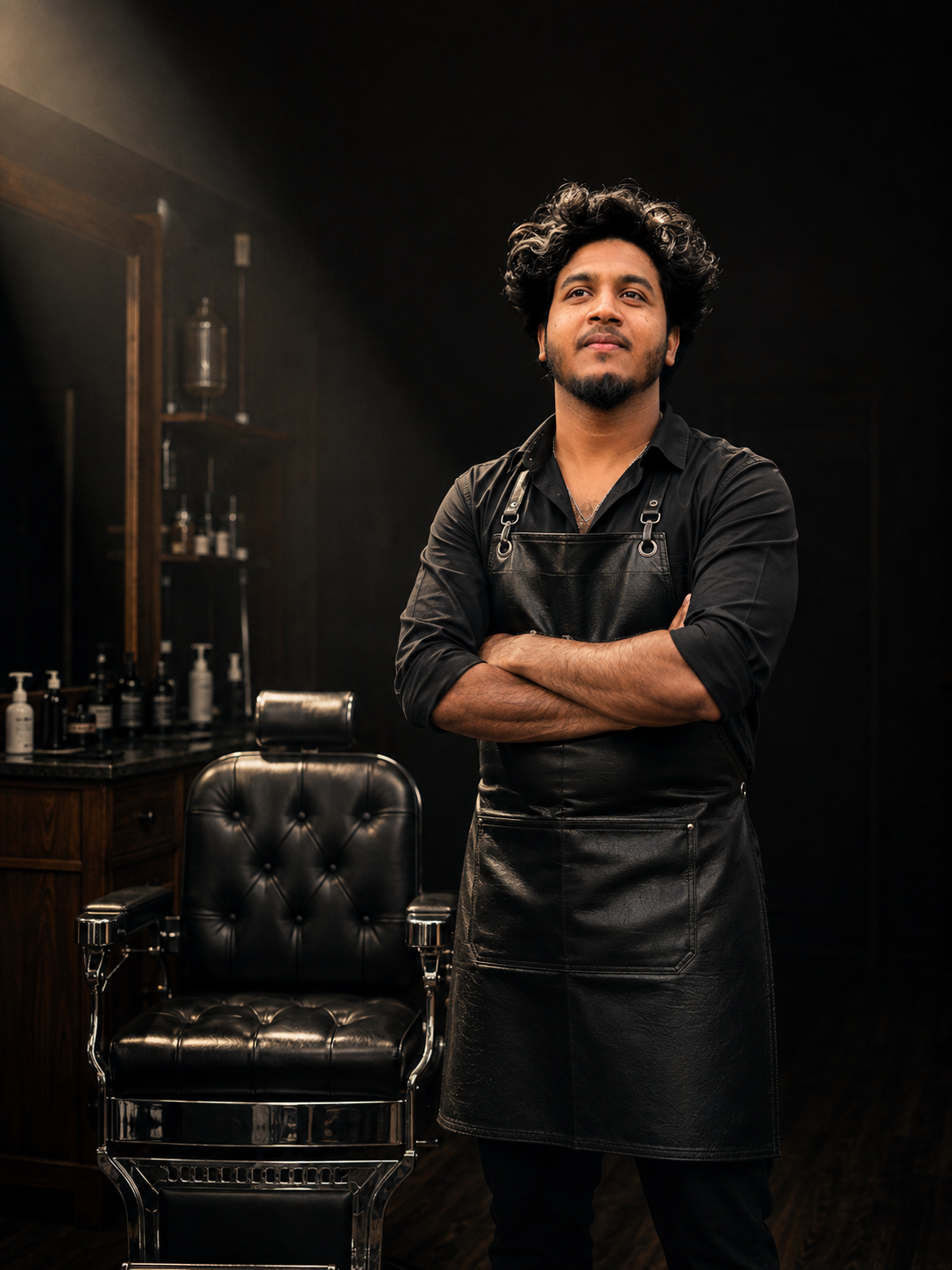 Environmental portrait of HARI, master barber at Bros Barber