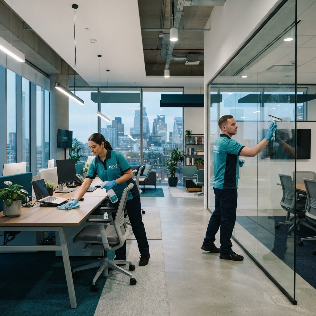 Professional commercial cleaning team