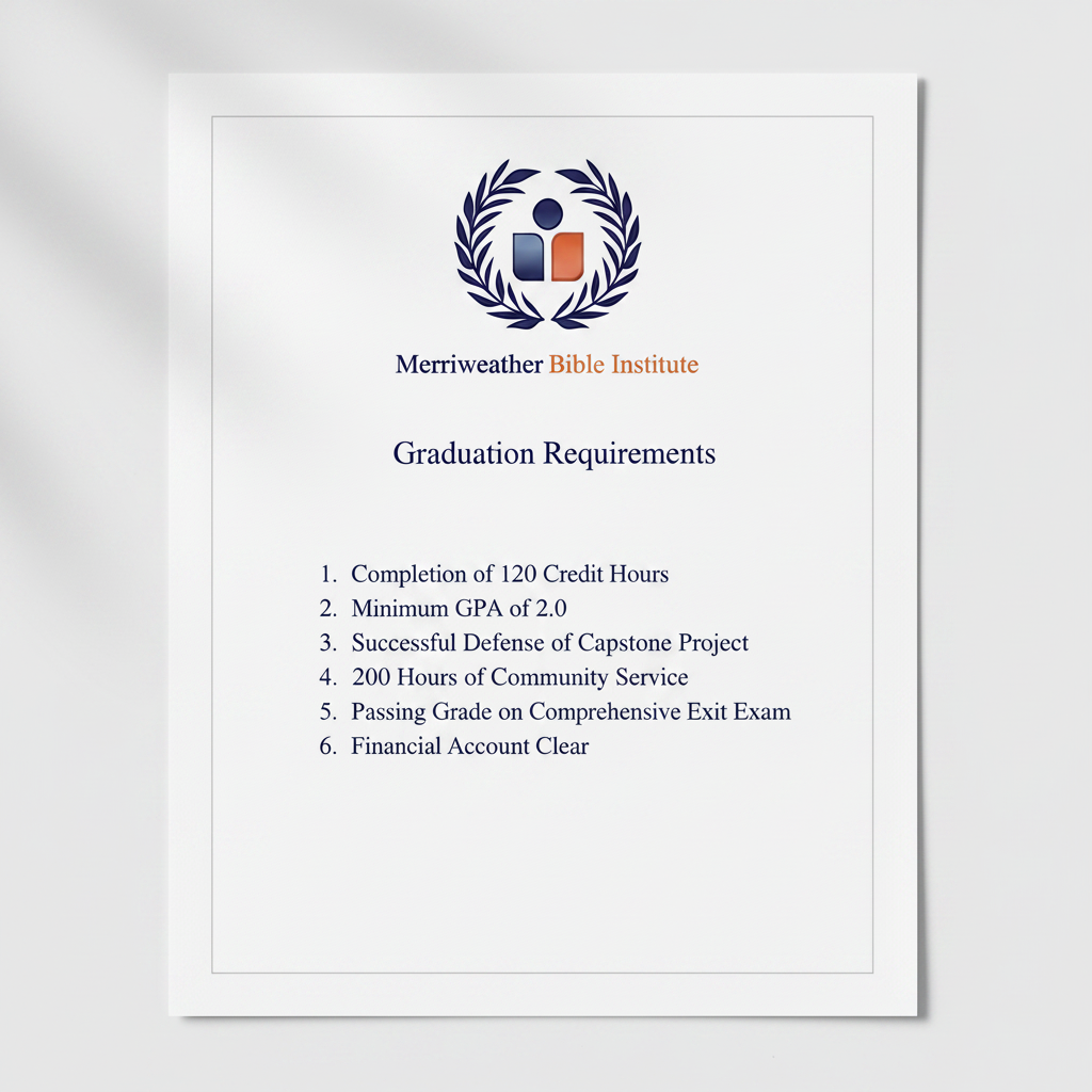 Official Merriweather Bible Institute graduation requirements document