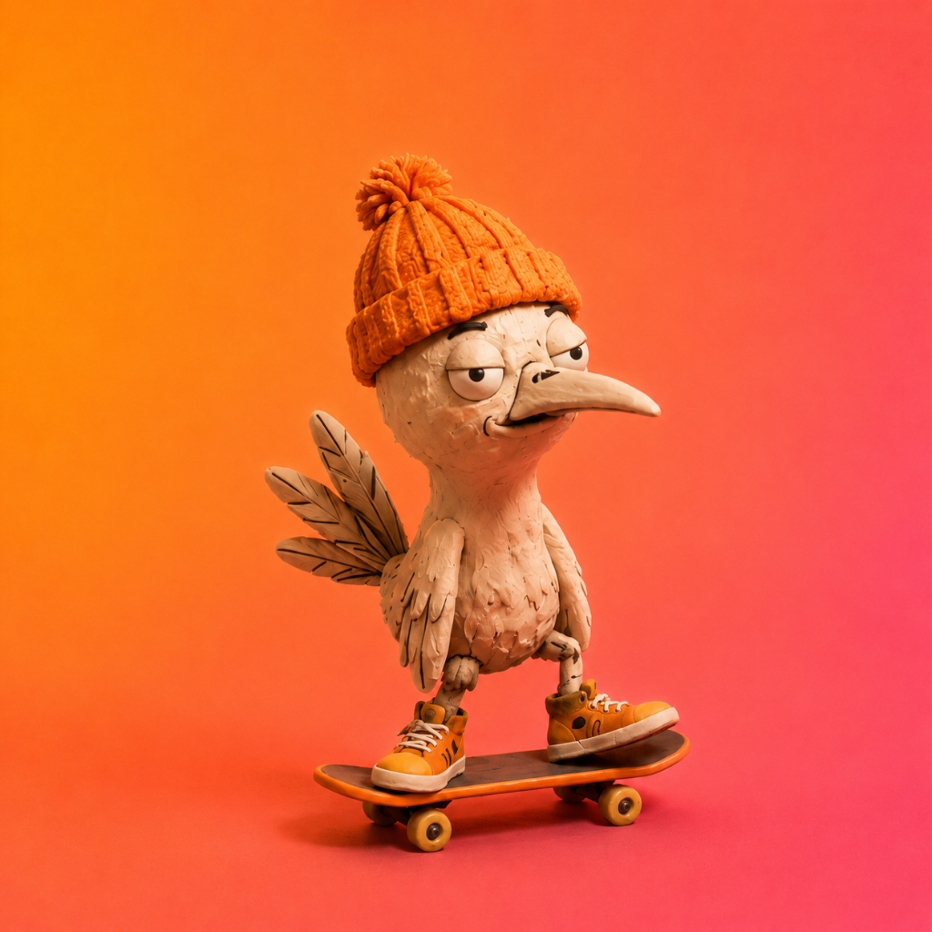 Skateboarding Bird