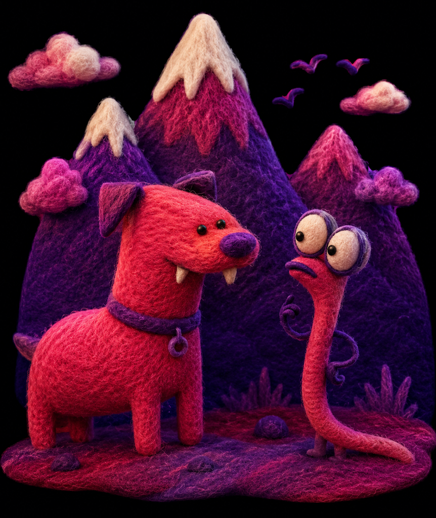 Felt Pink Dog