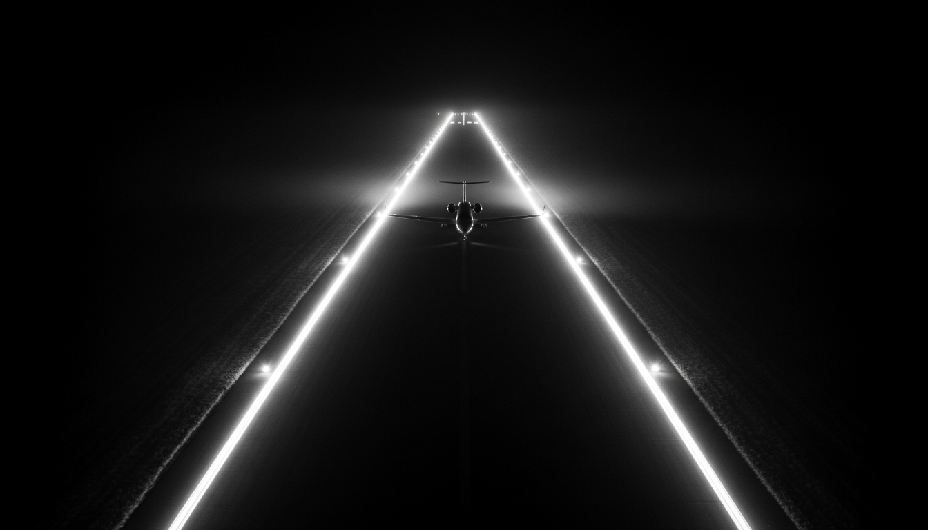 Runway at night