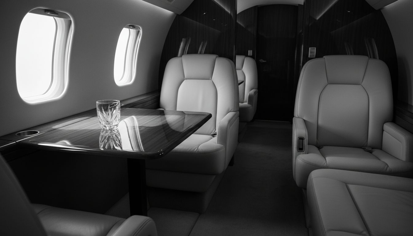 Minimalist luxury jet cabin interior