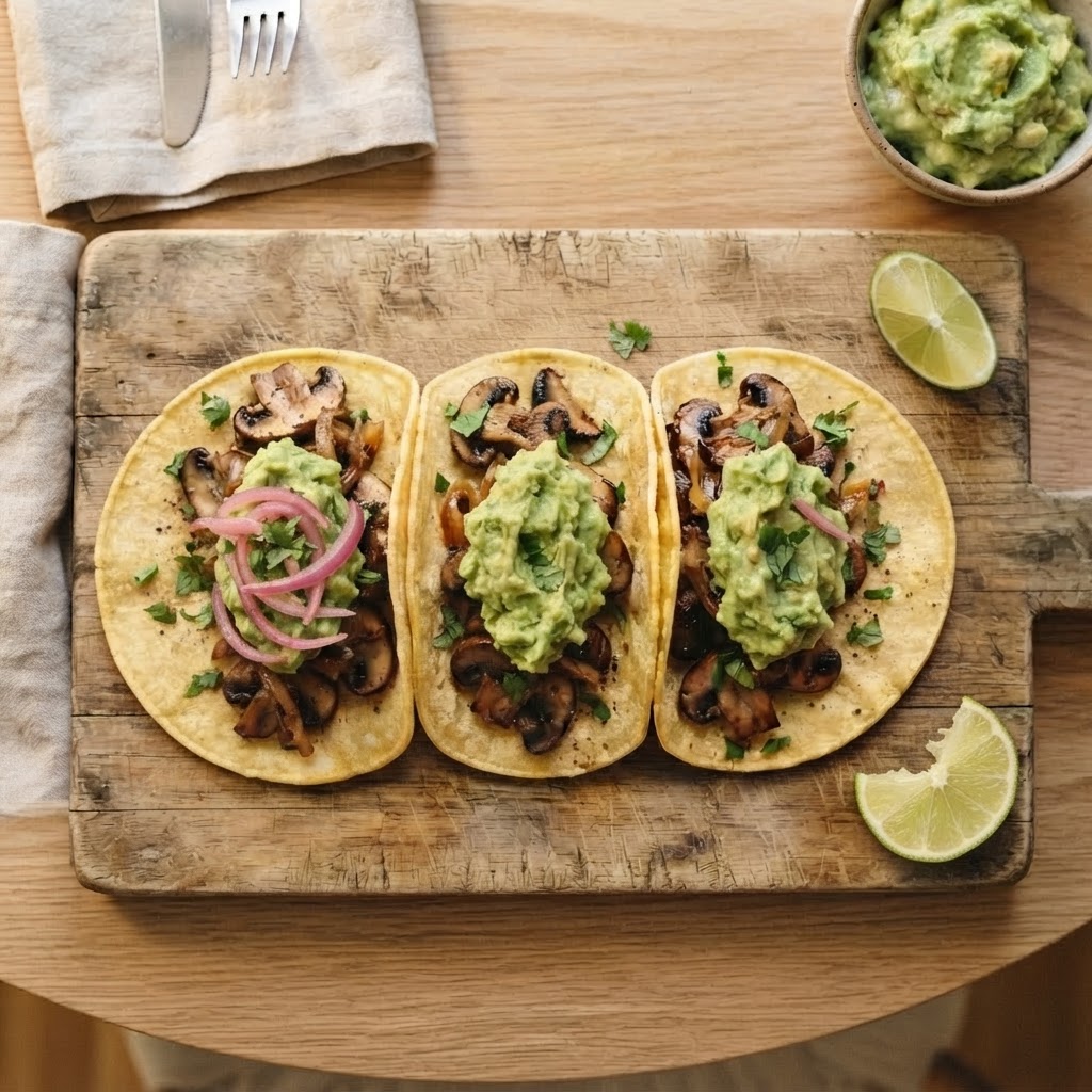 Mushroom Avocado Guacamole Taco