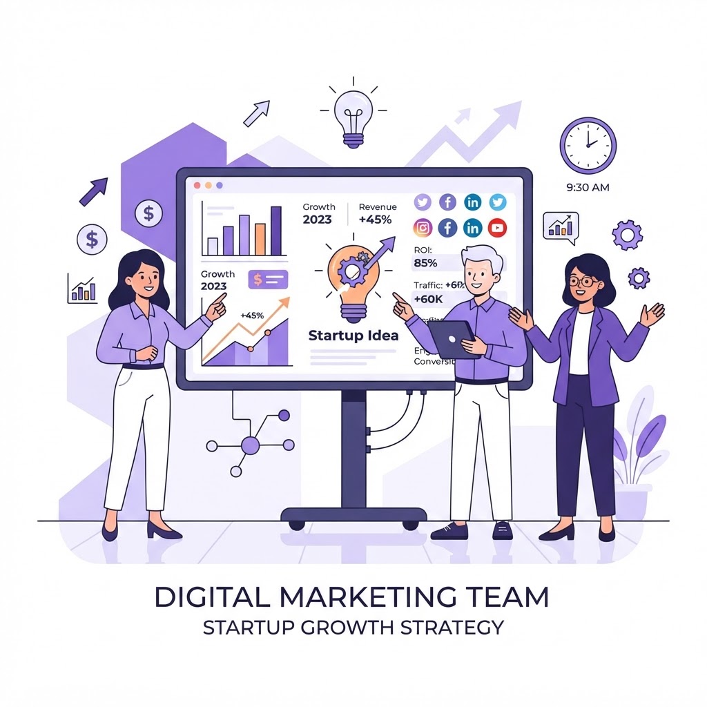 Digital marketing team illustration