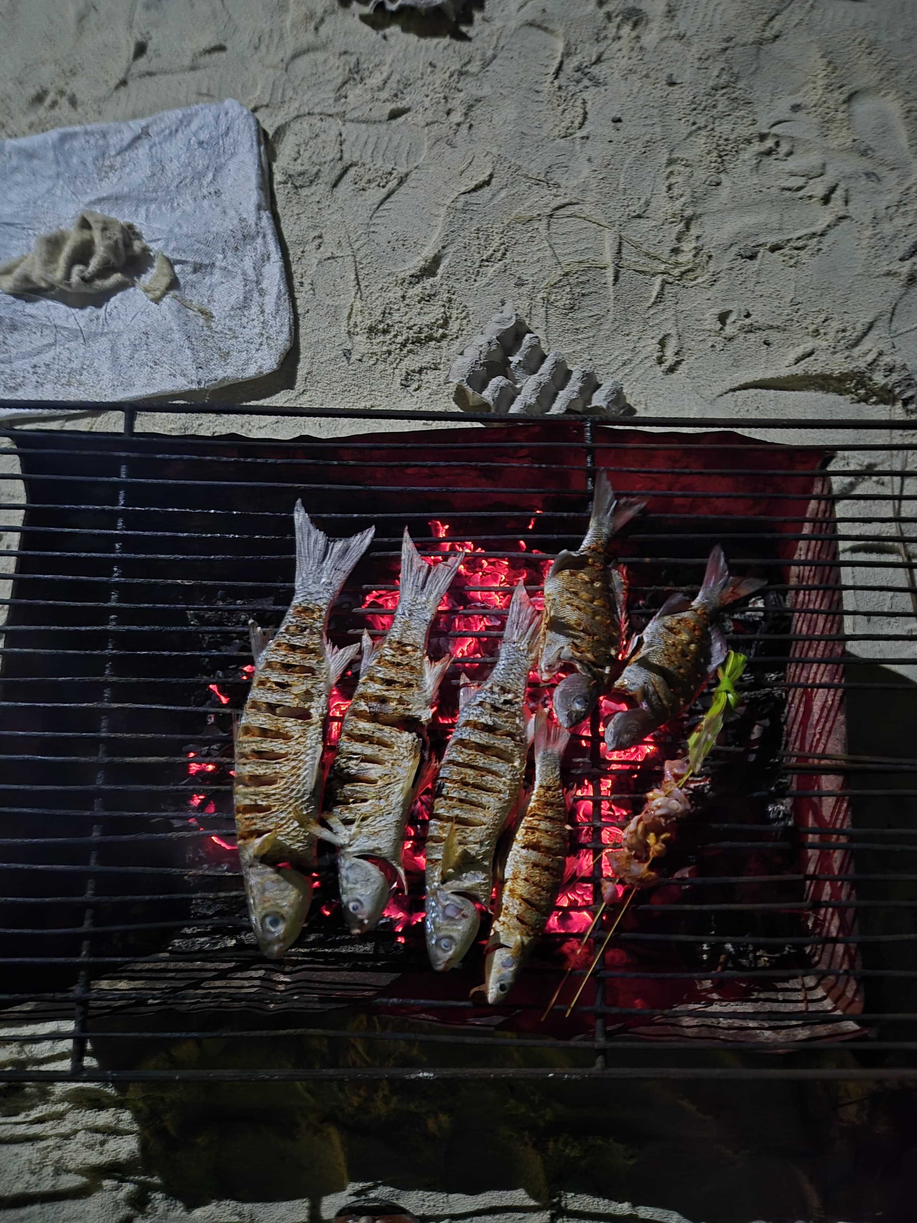 Private beach barbecue on the shoreline