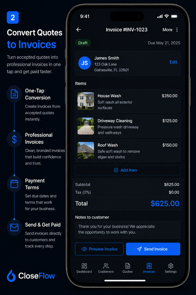 Convert Quotes to Invoices